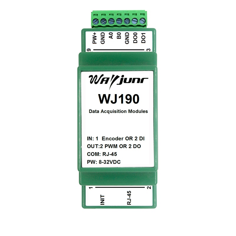 1路光柵尺磁柵尺編碼器或2路高速DI脈沖信號轉(zhuǎn)Modbus TCP網(wǎng)絡(luò)模塊 WJ190