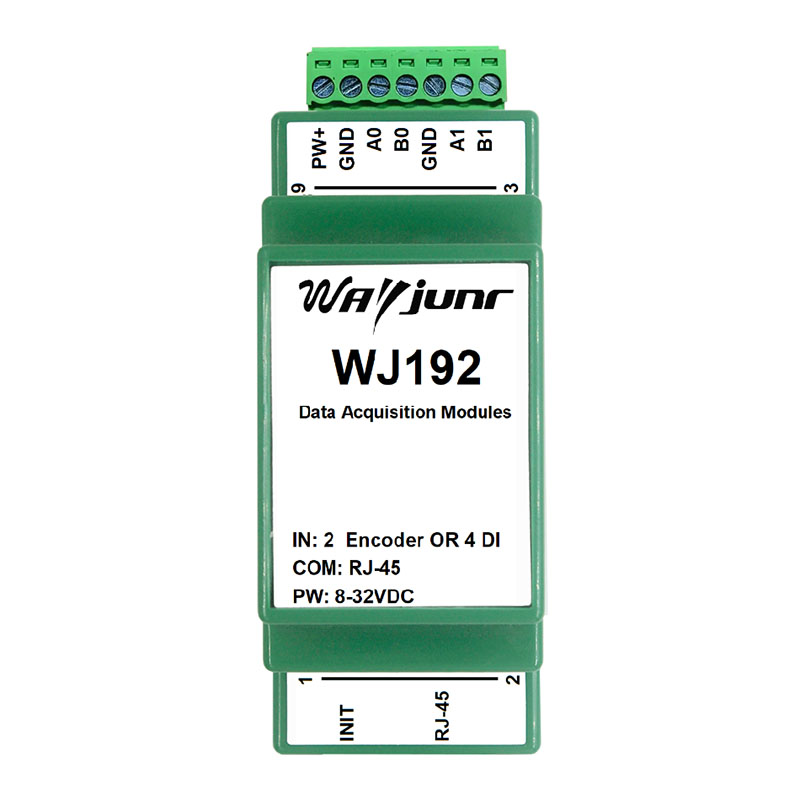 2路光柵尺磁柵尺編碼器或4路高速DI脈沖信號轉(zhuǎn)Modbus TCP網(wǎng)絡(luò)模塊 WJ192