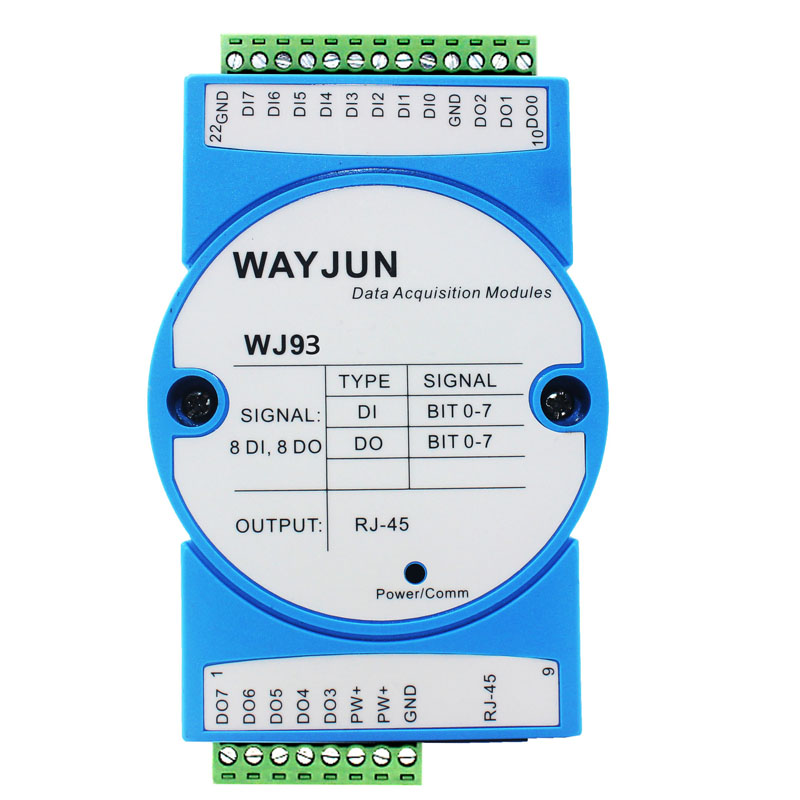 8路DI高速計(jì)數(shù)器，8路DO支持PWM輸出，Modbus TCP模塊 WJ93