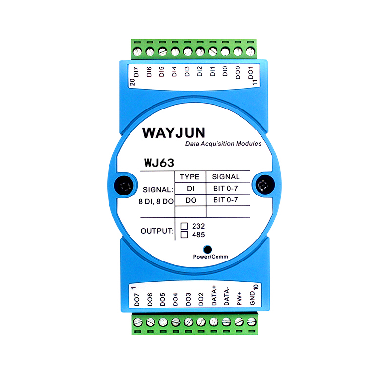 8路DI高速計數器，8路DO支持PWM輸出，Modbus RTU模塊 WJ63